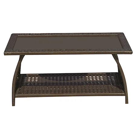 Wicker Coffee Table w/ Shelf